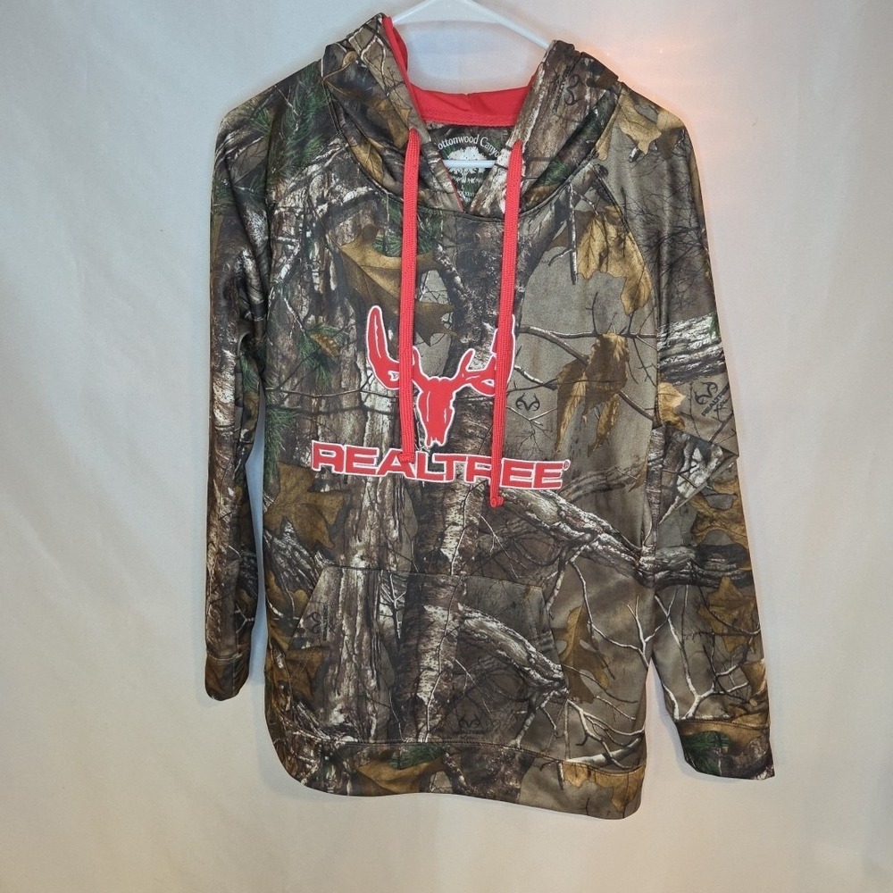 Realtree Women's Hoodie Camouflage Pinkish Logo L ‎ Pullover Hunting Camo